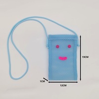 Sac bandoulière pour téléphone en maille respirante, motif visage souriant, mini sac à bandoulière décontracté avec longue sangle, petit sac à bandoulière portable