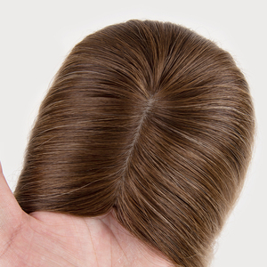 Luxury Real European Mono Base Toupee Cuticle Remy <b>Clip</b> in Top Human Hair Toppers for Women 3*5 Silk base Hair Topper - Product Image 5