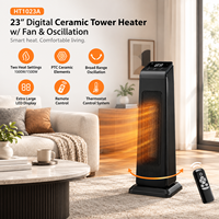 Radiateur tour électrique 23 pouces avec chauffage céramique PTC, télécommande, oscillation, minuterie et sécurité enfant pour la maison et la chambre