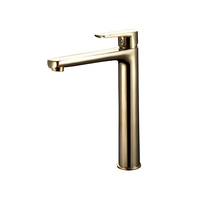 SANIPRO Robinet de lavabo cascade de luxe noir et or à poignée unique, mitigeur de lavabo en laiton pour salle de bain