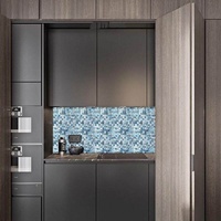Autocollant mural adhésif en mosaïque de coquillages naturels, pour fond de mur teinté, sans joint, ajustement parfait, pour entrée et salle de bain