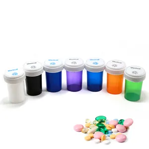Customized child proof medicine pill plastic vial with dual purpose cap