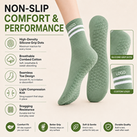 Chaussettes de sport d'intérieur montantes pour femmes avec logo personnalisé, respirantes, antidérapantes, pour Pilates et Yoga, avec grip