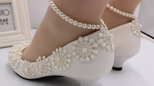 S0359Y bianco con <span class=keywords><strong>tacco</strong></span> <span class=keywords><strong>basso</strong></span> abito da <span class=keywords><strong>sposa</strong></span> con perla abito da <span class=keywords><strong>sposa</strong></span> modello solido <span class=keywords><strong>scarpe</strong></span> da damigella - Product Image 3