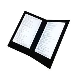 조명 레스토랑 양장본 LED 조명 메뉴 커버 8.5x14 ''삽입 로고 조명 창