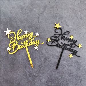 30 Adornos para Pastel de <span class=keywords><strong>Feliz</strong></span> Cumpleaños, Color Dorado, Letras Cursivas con Estrellas, para Decoración de Pasteles de Fiesta de Cumpleaños - Product Image 5