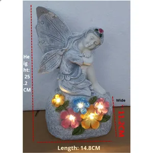 Decorazione da Giardino in Stile Europeo con Micro-Paesaggio, Artigianato in Resina Dipinta Impermeabile ad Energia Solare con Animali, <span class=keywords><strong>Fiori</strong></span> e <span class=keywords><strong>Fate</strong></span> - Product Image 4