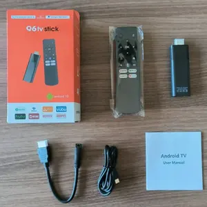 2024 vendita calda 4K tv stick ATV sistema Android 10 Allwinner H313 2.4g 5g dual wifi smart tv stick Q6