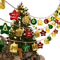 Guirlande lumineuse LED transfrontalière en plastique avec boules de Noël, ornements étoiles électroplaqués, décoration d'ambiance pour sapin de Noël, modèle SD01