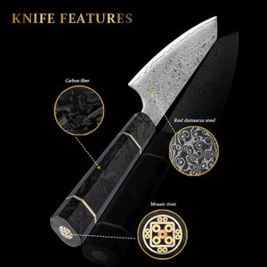 Japon mutfak şef bıçağı 67-Layers karbon Fiber saplı şam tozu karbon çelik yardımcı soyma bıçağı - Product Image 5