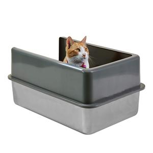 Grande litière <span class=keywords><strong>pour</strong></span> chats et lapins, facile à nettoyer, litière <span class=keywords><strong>pour</strong></span> animaux de compagnie avec côtés fermés, en acier inoxydable, litière <span class=keywords><strong>pour</strong></span> chats XL - Product Image 6