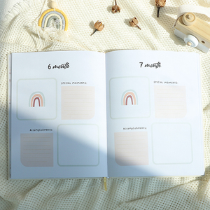 Sách Nhật Ký Ghi Lại Kỷ Niệm Năm Đầu Tiên Của Em Bé Màu Tự Nhiên Quà Tặng Em Bé Tắm Bằng Vải Lanh - Product Image 5