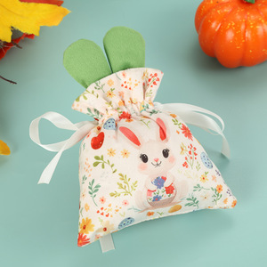 Bustina in Velluto con Orecchie da Coniglio, con Coulisse, per Bomboniere o Gadget Pasquali 16x19cm - Product Image 6