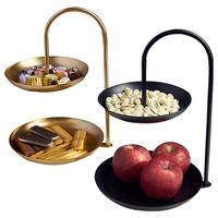 Assiette à dessert double couche en acier inoxydable, forme créative, pour fruits, collations, table de bar, fête, cuisine