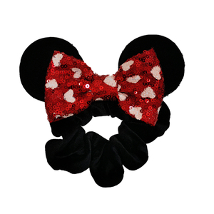 2022 vendita calda June Mini Scrunchies Ermaid topo con paillettes orecchio scintillante con fiocco di velluto Scrunchies cravatte per capelli - Product Image 4