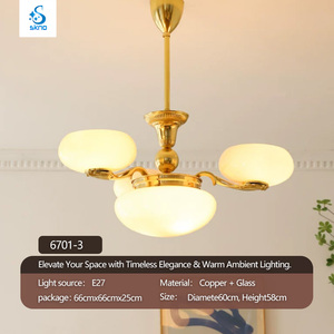 Lampadario in Rame Stile Art Déco con Opale, Finitura Oro, Design Retrò Francese, per Soggiorno e Camera da Letto, con Paralume in Vetro a Ciotola, Controllo Vocale Smart tramite App - Product Image 1