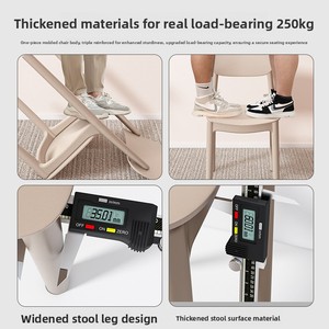 Silla sin marco de resina engrosada para uso doméstico, silla de comedor de ocio, taburete comercial apilable simple con respaldo, moderno y minimalista - Product Image 5
