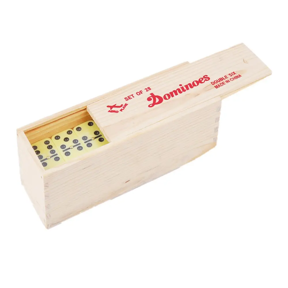 人気の販売カスタムロゴダブル6ドミノゲームポータブルパッケージ木製ケース付きテーブルトップキッズおもちゃ2023