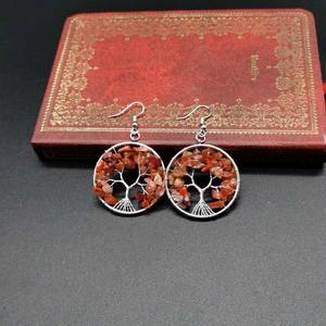 Señoras Moda Cabala 7 Chakra piedra Natural Árbol de la vida colgante pendientes joyería para mujer - Product Image 4