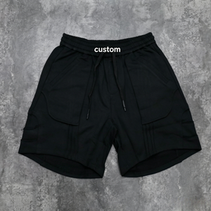 Custom Men's Black <b>Polyester</b> <b>Shorts</b> With Pockets Drawstring Waist Quick Dry Casual Sport <b>Shorts</b> - Product Image 1