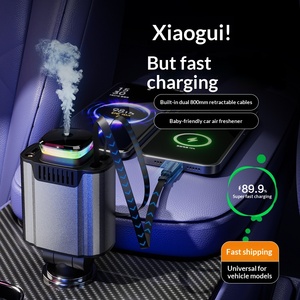 Venta Directa de Fábrica, Nuevo Cargador de Coche Multifuncional Tipo C con Luz Ambiental de Techo Estrellado, Aromaterapia, Carga Rápida de 120W - Product Image 4