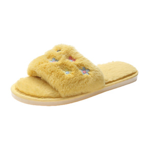 Nouvelles pantoufles d'intérieur automne/hiver 2025 à bout ouvert, brodées de fleurs, en coton chaud - Product Image 5