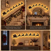 LED-beleuchteter Weihnachtsschmuck aus Holz, Weihnachtsmann-Schlitten, Christbaumschmuck, Weihnachtsgeschenk, Fensterdekoration