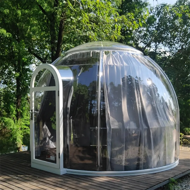 Full House Glamping Clear Pc Igloo Tents With Bathroom Aluminium Exhibition Tents Bubble Dome House