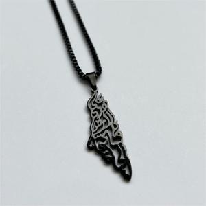 Collier carte de <span class=keywords><strong>Palestine</strong></span> pour hommes, pendentif sacré et délicat de Jérusalem, collier de calligraphie arabe délicat unisexe - Product Image 2