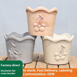 Uso domestico moderno grande vaso di fiori in plastica con pietra in resina addensata durevole Monstera luce di lusso sensazione High-End - Product Image 2