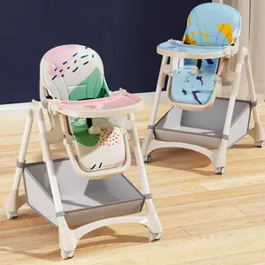 Toptan 3 In 1 Junior mama sandalyesi taşınabilir çocuk masa katlanabilir yemek sandalyesi ayarlanabilir yükseklik plastik yüksek bebek sandalyesi