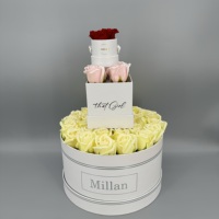 Caja de regalo de flores de lujo moderna profesional hecha a medida de papel de terciopelo romántico colorido para embalaje de cartón industrial