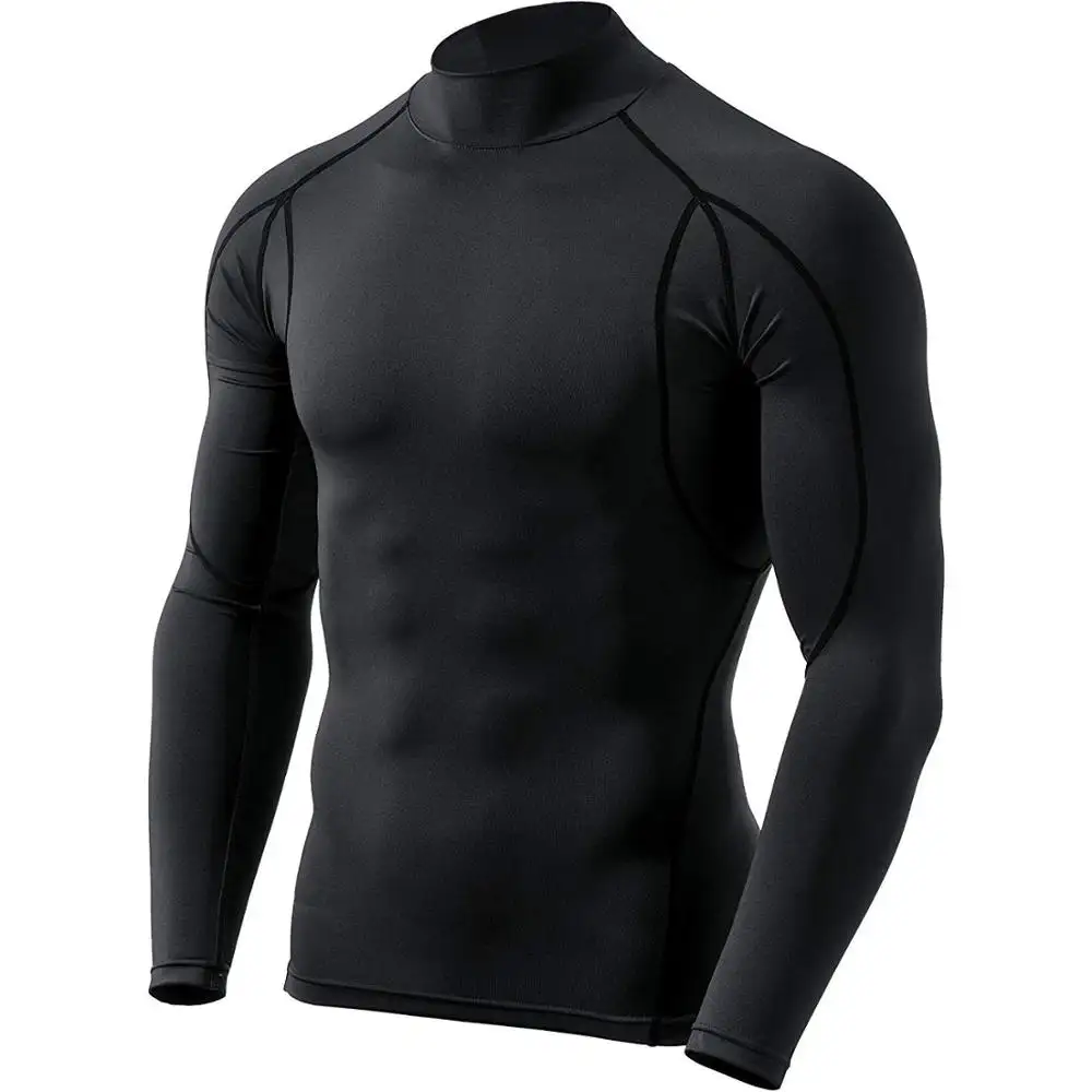 เสื้อรัชการ์ดสีดำสำหรับผู้ชาย,ฉลากส่วนตัวสำหรับการป้องกันแสงแดด UPF 50 + การฝึกอบรมการบีบอัด
