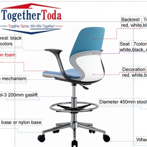 Plastic Office Adjustable Swivel Lab Staff Task <b>Stool</b> Seating Training Meeting Room Conference Chair with Seat Cushion <b>Wheel</b> - Product Image 5