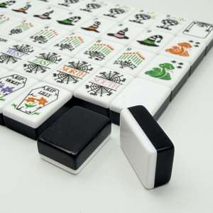 Juego de Mahjong Americano de Halloween con Fichas Negras, Sombrero de <span class=keywords><strong>Bruja</strong></span>, Caldero, Candelabro, Telaraña, Lápida, Joker, en Acrílico - Product Image 3