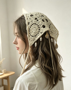 Foulard de taille ajouré en crochet à motif triangulaire avec pendentifs coquillages, style bohème, ceinture décorative à nouer pour la plage et les vacances, cache-jupe superposable - Product Image 4