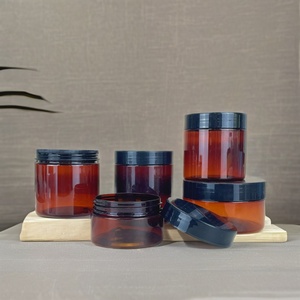 Custom 100ml 200ml 250ml 8oz 16oz 500ml Amber Wide Mouth Cosmetic Containers <b>Plastic</b> Pet <b>Jar</b> with Gold Aluminium Lid - Product Image 6