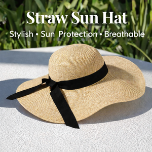 Chapeau de paille souple et pliable à large bord pour <span class=keywords><strong>femme</strong></span>, idéal pour les vacances d'été, les activités décontractées en extérieur et les voyages, style original. - Product Image 1