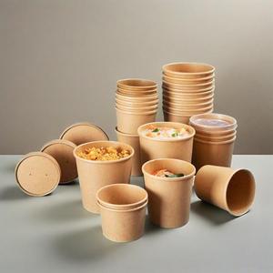 Bac à porridge jetable personnalisable avec logo, boîte à emporter en papier kraft, bol à soupe, tasse à porridge, bol en papier - Product Image 2