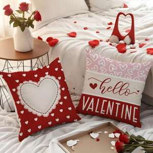 Vente en gros d'usine - Housse de coussin de style nordique pour la Saint-Valentin - Impression de lettres en forme de cœur <span class=keywords><strong>rouge</strong></span> - Housse de coussin polyvalente pour la décoration de la maison - Product Image 6
