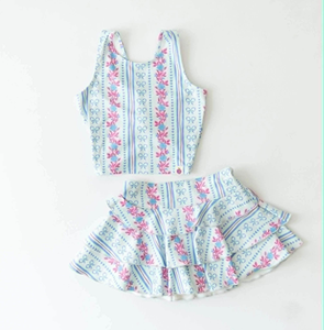 GSD3640 Custom Little Girl Boutique summer Outfits Pink bows Yoga <b>Skirt</b> Wholesale Toddler Child Clothing Fabric <b>Skirt</b> Set - Product Image 3