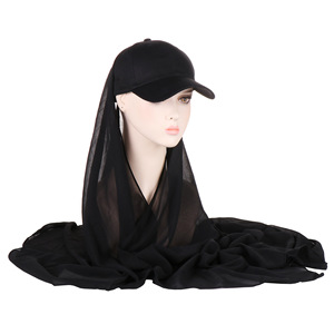 High Quality Instant Premium Polyester <b>Hijab</b> Custom Logo Chiffon <b>Hijab</b> With Baseball <b>Cap</b> Jersey Scarf <b>Hijab</b> - Product Image 6