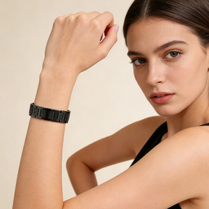 Pulseira de Corrente e Elos de Aço Inoxidável com Revestimento Preto, Estilosa e Moderna, com Padrão Geométrico para Aniversário Unissex - Product Image 3