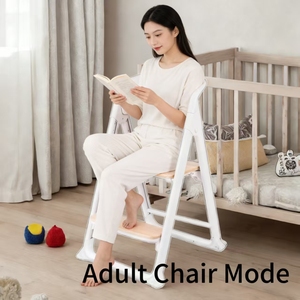 Chaise haute ergonomique et élégante en bois pour bébé, réglable et pliable, avec accessoires en plastique, pour nourrissons, multi-usages - Product Image 4