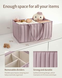 Organizador de Pañales para Bebé, Cesta Portátil Grande para Pañales, para Mesa Cambiadora, Organizador de Pañales, Bolsa de Viaje para Auto - Product Image 5