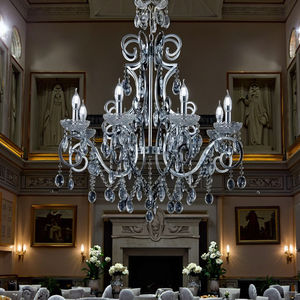 Ensemble de décoration de mariage, luminaire suspendu réglable, <span class=keywords><strong>lustre</strong></span> en cristal en forme de goutte de pluie avec finition dorée vintage, source d'éclairage LED - Product Image 2