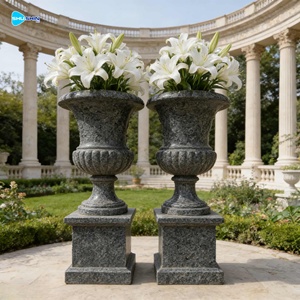 Jarrón de Flores de Mármol Blanco Tallado a Mano para Decoración de Jardín, Maceta de <span class=keywords><strong>Piedra</strong></span> Natural, Urnas de Mármol - Product Image 5