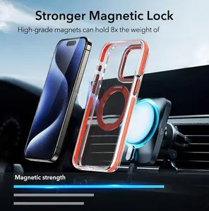 Selubung Cover belakang bening pengisian daya nirkabel, braket dapat diputar transparan magnetik, untuk iPhone 16 15 14 13 12 11 Pro Max