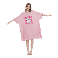 Cozy Custom gaun tidur wanita, baju tidur rajut lembut lengan pendek model Modal ukuran besar keren dengan saku