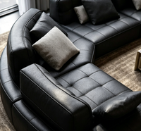 Ensemble de canapés sectionnels en cuir italien moderne, grand canapé d'angle modulaire en forme de L pour salon de villa, mobilier résidentiel haut de gamme